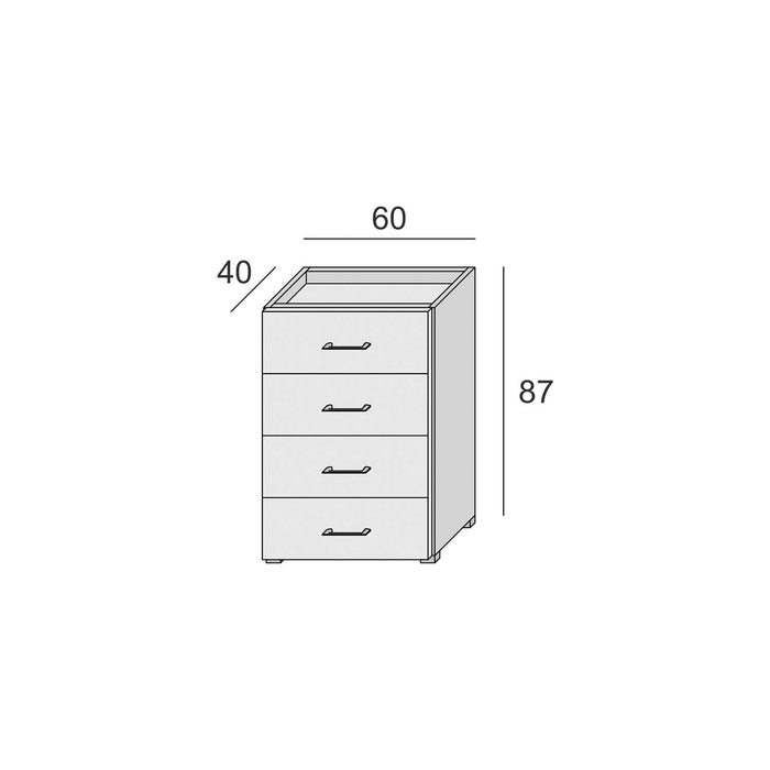 Cassettiera 4 cassetti con piano contenitore cm 60 - Homegardenline
