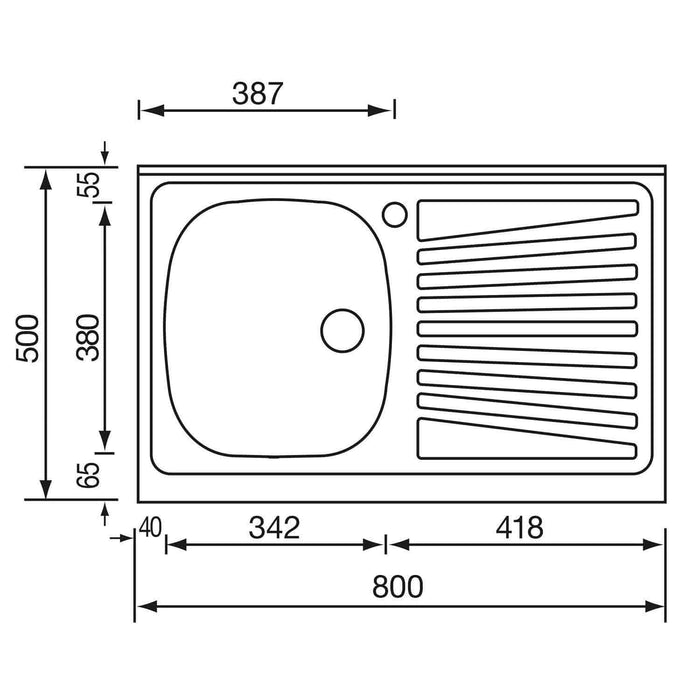 Lavello Inox Ad Appoggio 80×50 Una Vasca E Gocciolatoio - Homegardenline