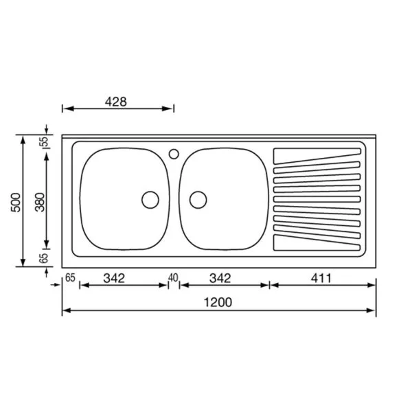 Lavello Inox Ad Appoggio 120×50 Due Vasche E Gocciolatoio - Homegardenline