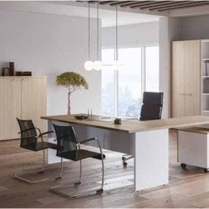 Mobile ufficio H 129 2 ante con serratura e top cm 90 - Homegardenline