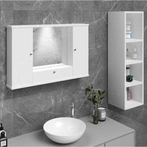 Pensile con specchio 1 ribalta e 2 ante - Homegardenline